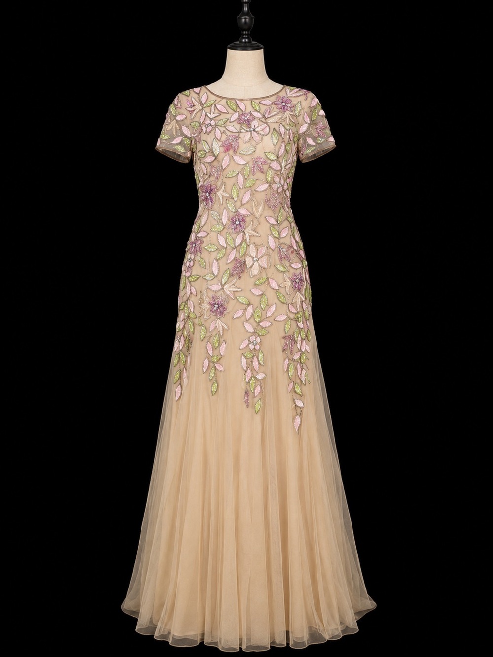 NWT Adrianna Papell Floral Beaded Sequin Evening Gown SIZE 14 MOB MOG WEDDING - Picture 6 of 7